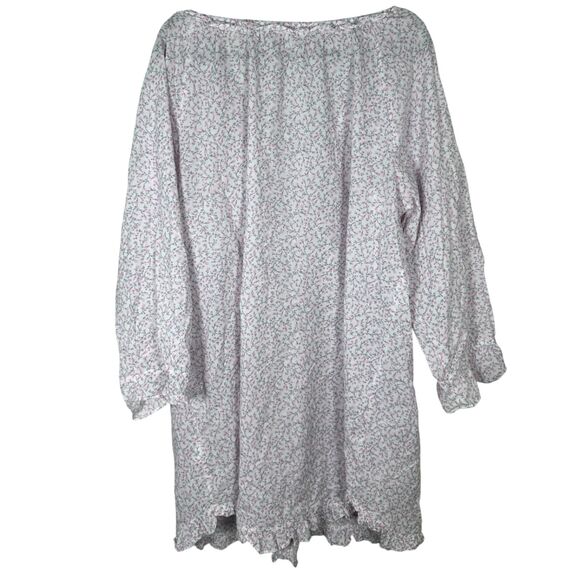 Eileen West Cotton Lawn Poet Shirt Sleep Shirt Gown Dress Floral Size XL - Picture 6 of 9